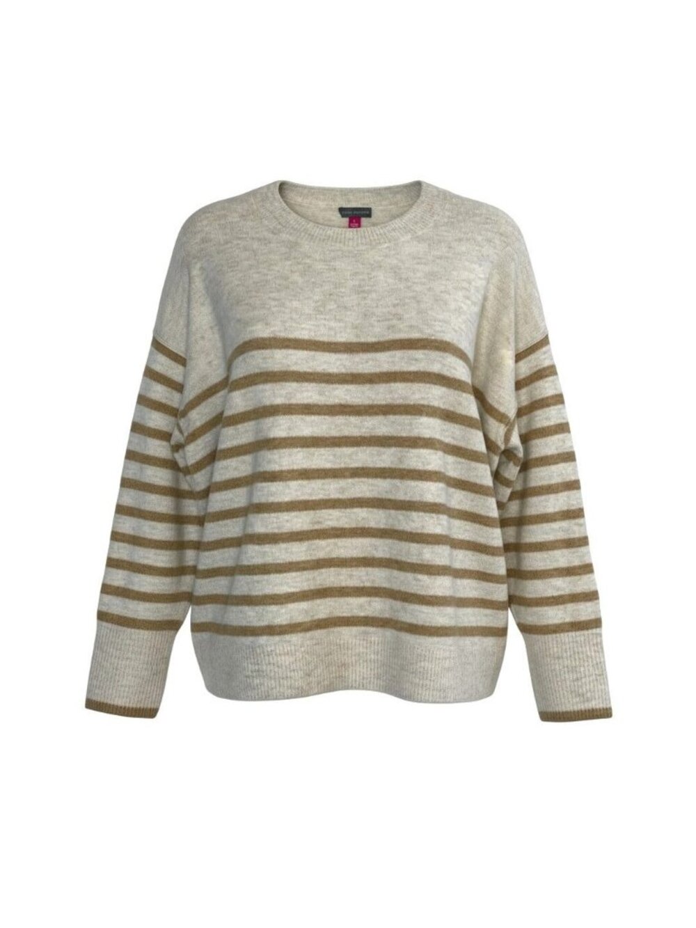 Vince Camuto Women's L Relaxed Fit Striped Cozy Crewneck Sweater Soft Feel
